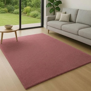 Dusty Rose Pink Area Rug Solid Color Minimalist Carpet Soft Plush Floor Mat for Modern Living Room Bedroom Scandinavian Home Decor