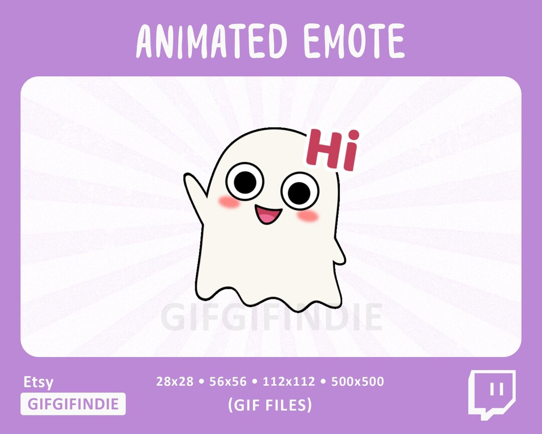 Ghost Animated Emote GIF | Hi Emote | Kawaii Halloween Twitch Discord ...