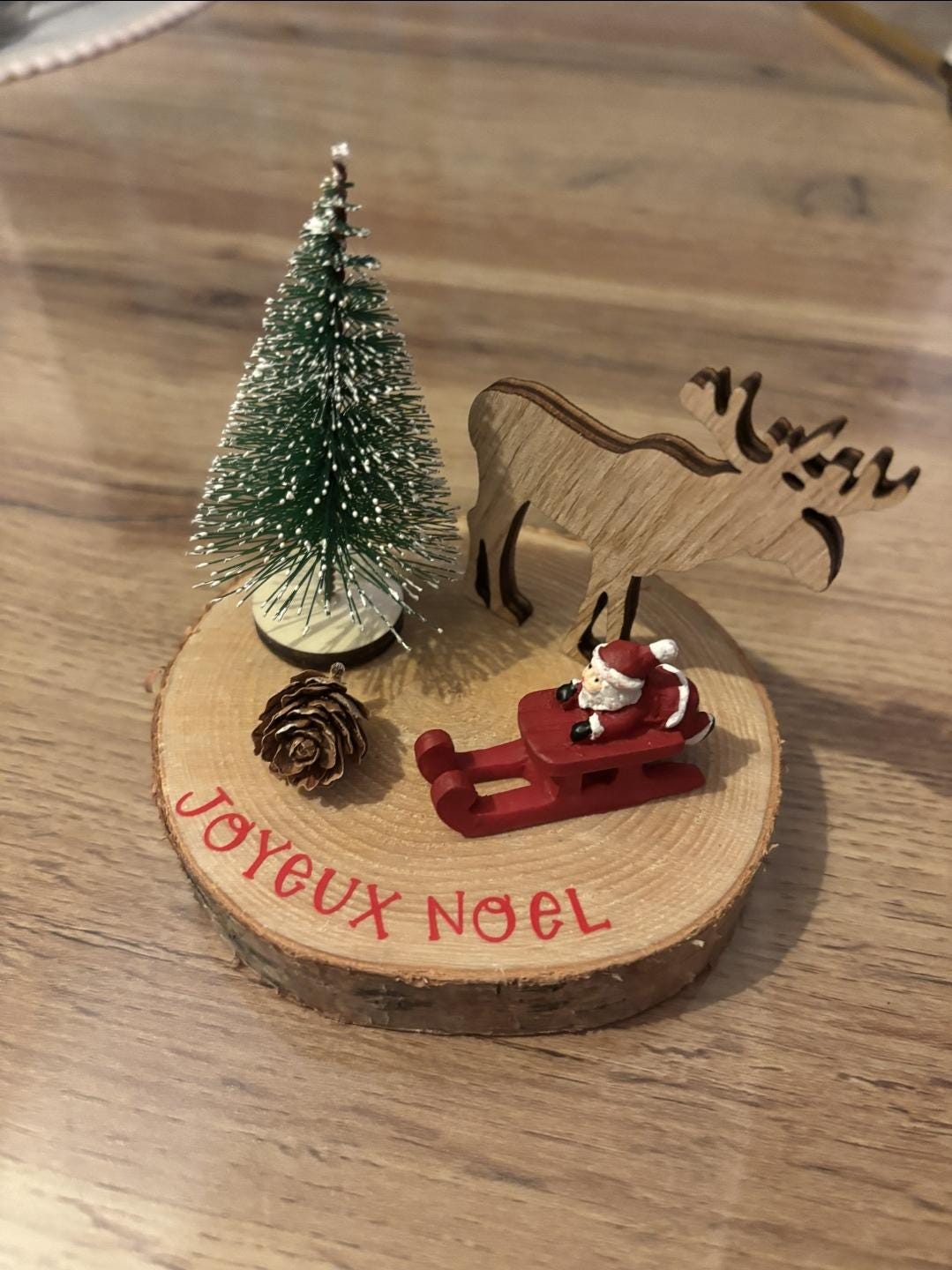 Tableau Décoratif En Bois Thème Noël – Format 40x30 Cm, En Relief (Très Bon état)