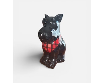 Black Scottie Puppy Dog Ceramic Cookie Treat Jar Adorable Vintage