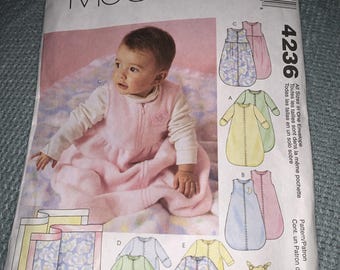 McCall's Pattern 4236 Infant Bunting Jumpsuit Hat Blanket Sz S-M-L-XL Cut