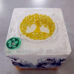 Cube - Orgonite Shungite - Performance et présence - Arbre de Vie et fleure de Vie