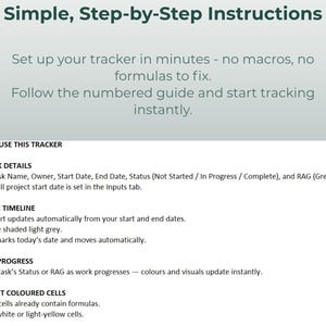 Excel Project Tracker Template | Automated Gantt Chart, RAG Status ...