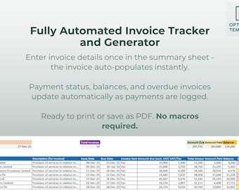 Invoice Tracker & Auto-Populating Invoice Template (Excel)