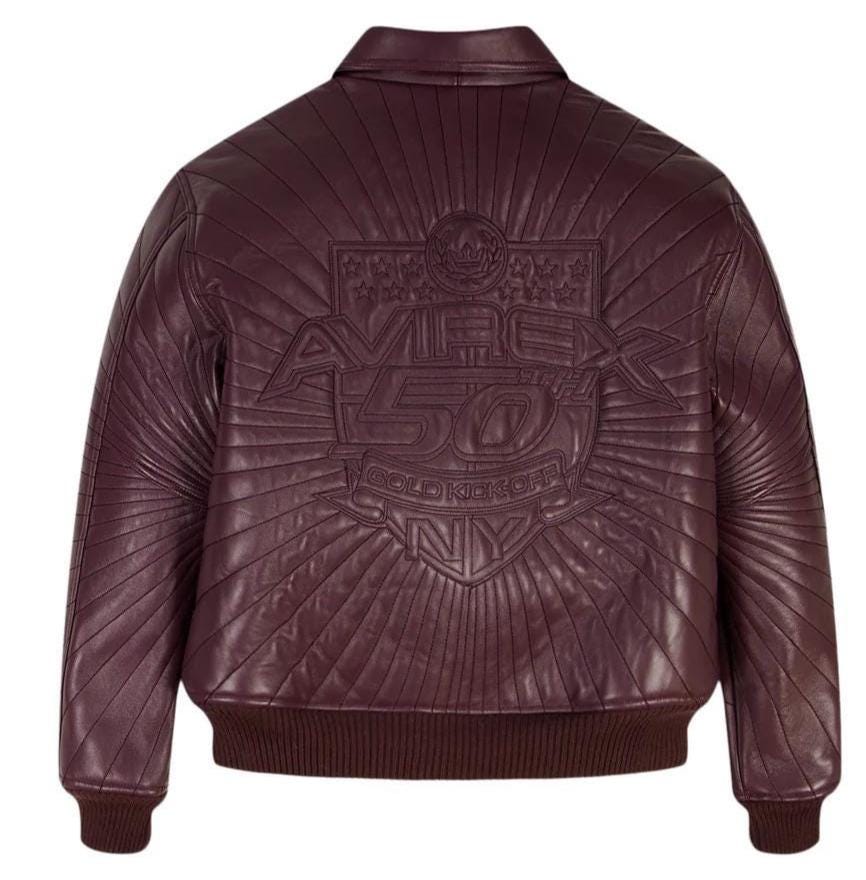 Avirex 50th Anniversary Leather Bomber Jacket Genuine Cowhide Leather Biker Jacket Handmade Avirex Leather Jacket Best Gift for Him