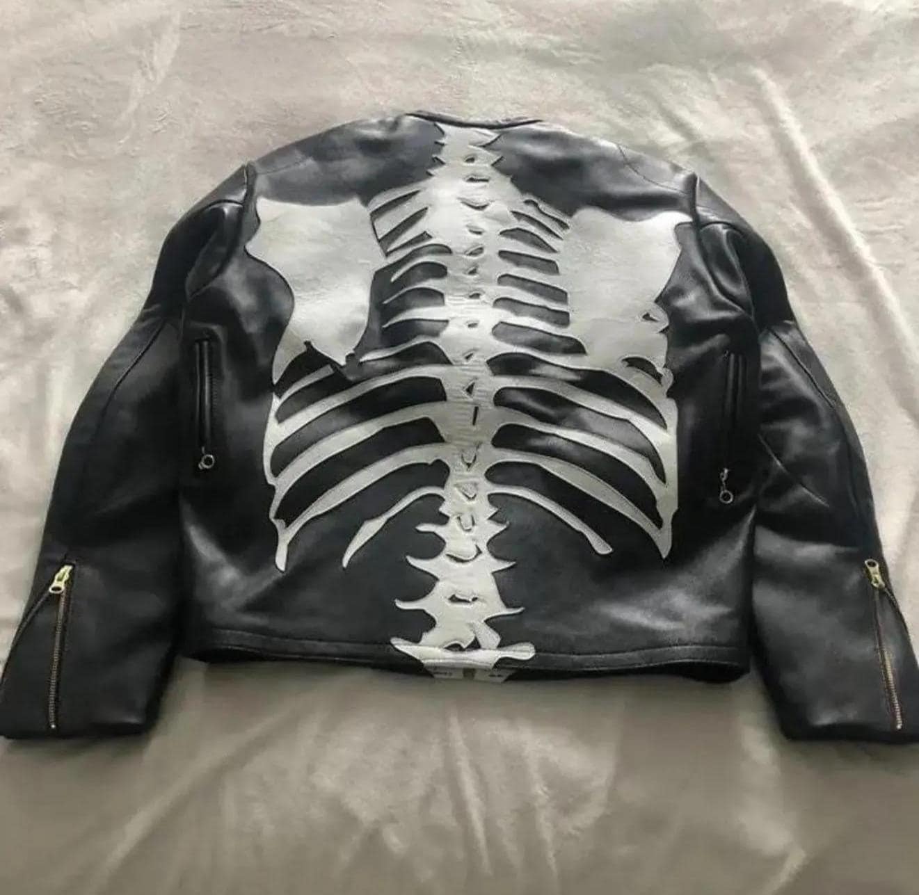 Vanson Leather Skeleton Jacket Black Leather Motorcycle Jacket