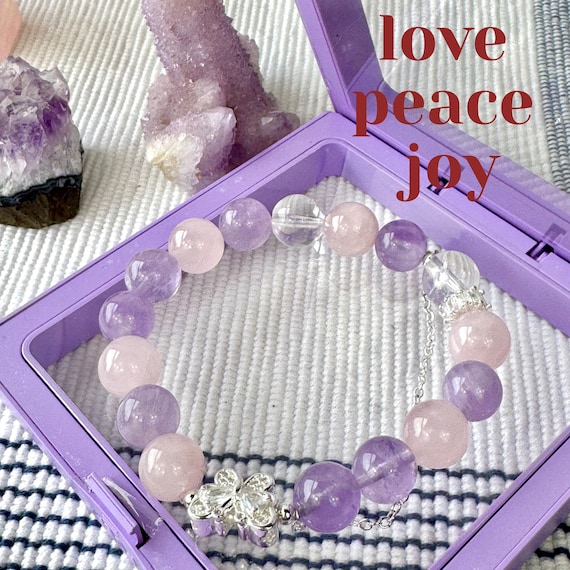 Pink Purple Quartz Crystal Bracelet: Natural Gemstone  display picture 3