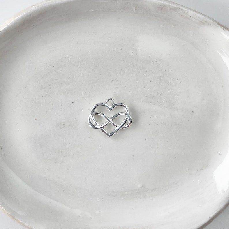Sterling Silver Heart Infinity Charm, Heart Love Charm, Sterling Silver Infinity Symbol, Necklace Charm, Heart Pendant 15x12mm 1 piece image 3