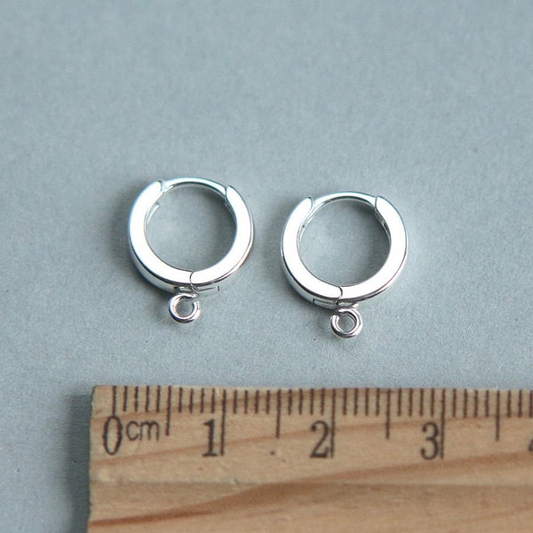 Sterling Silver Earring Hoop, Hoop Earrings, Hoop Earrings with open jump ring attached, 14mm Hoop Earrings, One pair ( 2 hoops)
