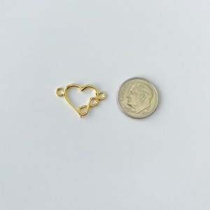 Gold Plated Heart Infinity Connector Link, Connector Charm, Gold Jewelry, Heart Pendant, Jewelry Design, Heart Charm 20x14mm 1 piece image 4