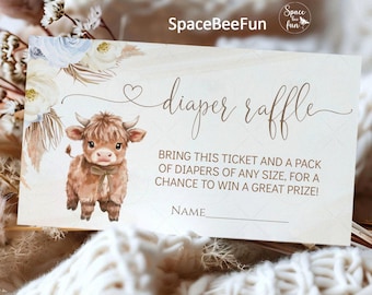 Holy Cow Baby Shower Highland Enclosure card  Diaper raffle, Holy Cow Baby Boho, Farm Holy Cow Editable Template Digital HCG1