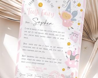 Tooth Fairy Letter Lost Tooth Editable Tooth Fairy Note For GirlsTooth Fairy Note For First Tooth Fairy Template Instant Download ZF1