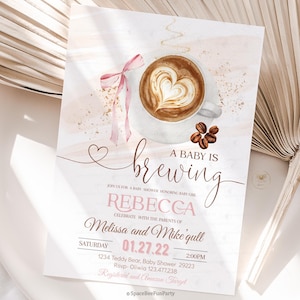 Coffee baby shower invitation Coffee baby shower invite Baby Is Brewing coffee refill theme baby shower Editable Printable F1