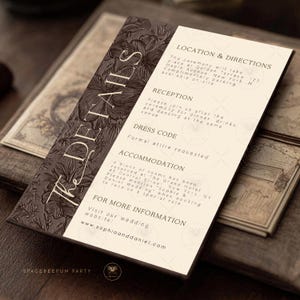 Karta ze szczegółami ślubu Czekolada Mocha Elegancka Minimalistyczna Do Wydruku Edytowalna Natychmiastowe Pobranie (Plik Cyfrowy) MH7