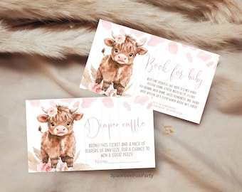 Holy Cow Baby Shower Highland Enclosure card  Book for baby Diaper raffle, Holy Cow Baby Boho, Farm Holy Cow Editable Template Digital HCG1