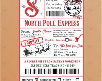 Editable Santa Mail Label Template, North Pole Gift (Digital Download)  SS1