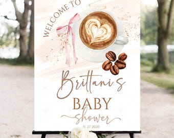 Coffee baby is brewing shower, Welcome sign, Coffee baby shower invite, Baby Is Brewing coffee refill Board Yard, Decorations, Editable  F1