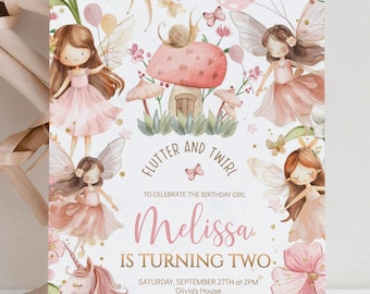 Fairy Birthday Invitation, Enchanted Garden Fairy Unicorn Mermaid, Wildflower Fairy Garden Tea Party, Boho Forest Fairy editable Printab FF1