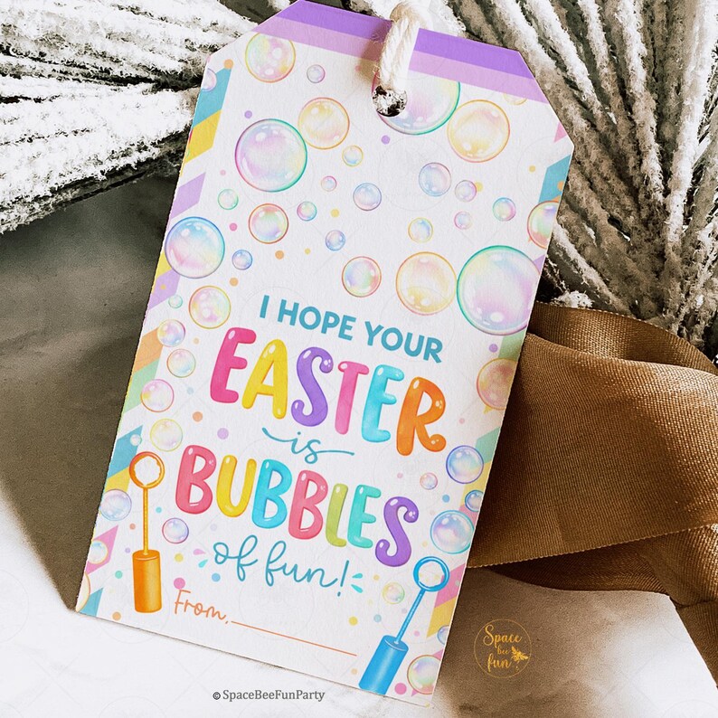 Easter Raffle Bubble Text Happy Easter Gift Tags, Bubble Tags, Classroom School Gift Card ...