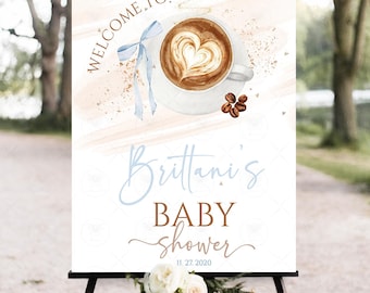 Coffee baby is brewing shower, Welcome sign, Coffee baby shower invite, Baby Is Brewing coffee refill Board Yard, Decorations, Editable F1