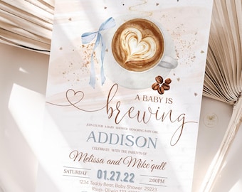 Coffee baby shower invitation Coffee baby shower invite Baby Is Brewing coffee refill theme baby shower Editable Printable F1
