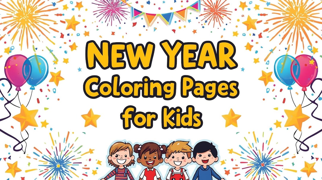 Celebration New Year Coloring Pages for Kids |100 Printable Coloring ...