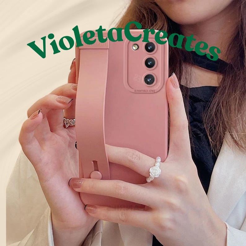 Silikonfodral för Samsung S25 Ultra S25 S24 S23 S22 S21 FE Handledsrem Stativhållare Fodral Fullt Skydd WD Pink