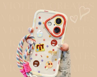 Adorable Kawaii Bubble Phone Case with Strap 3D Cute iPhone Cover Anti-Drop Full Set for iPhone 16/15/14 Series