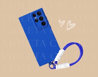 Cute Silicone Wrist Strap Phone Case for Samsung Galaxy S25 S24 S23 S22 Ultra Plus A55 A54 A53 A52 5G, Soft Anti-Drop Cover