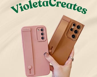 Hand Band Silicone Phone Case for Samsung S25 Ultra S25 S24 S23 S22 S21 FE Wrist Strap Stand Holder Cover Full Protection