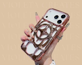 3D Luxury Star Hollow iPhone Case Electroplated Glossy Cooling Cover for iPhone 17 16 15 14 13 12 Pro Max Plus Shiny Heat