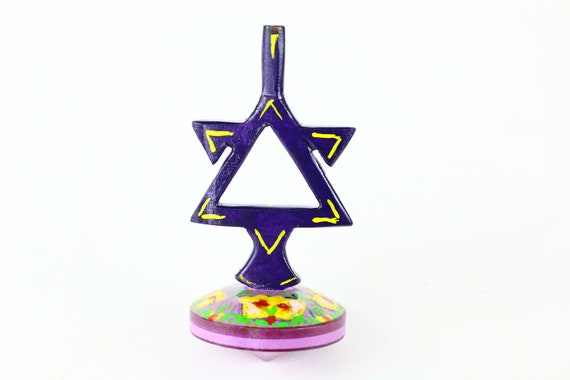 stocking stuffer Spinning Top wooden with a star of David Gift for tops collector Holiday gift for kids wooden toy Hanukkah Dreidel