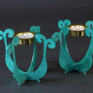 Turquoise Candle Sticks, Sabbath candles, 2 candle holders, dinner table décor, Jewish Gift, made in Israel, Table Décor, Judeica gift image 4