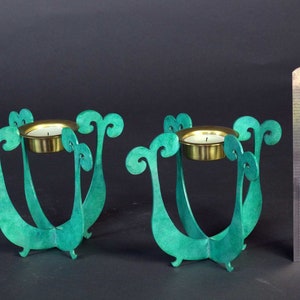 Turquoise Candle Sticks, Sabbath candles, 2 candle holders, dinner table décor, Jewish Gift, made in Israel, Table Décor, Judeica gift image 5
