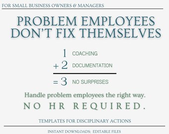Kit de herramientas RR. HH. sin RR. HH.™: Plantillas de disciplina para empleados; advertencia escrita, advertencia final y guion de coaching