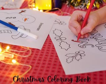 Dibujos para colorear de animales navideños: Diversión festiva (10 páginas)