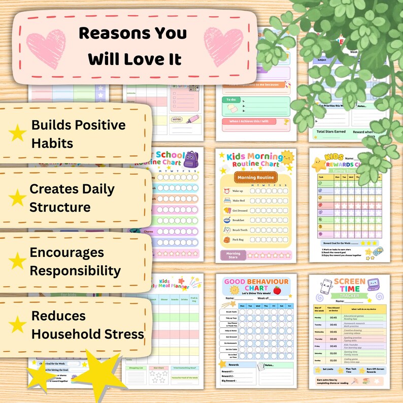 Positive Discipline Routine Chart 15 Printable Routine Charts Bundle, Colourful Behaviour Reward Trackers ...