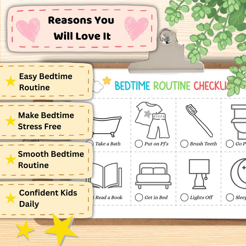 Printable A4 Kids Bedtime Checklist, Canva Editable Evening Routine ...