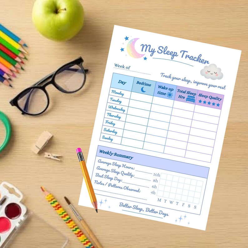 Weekly Sleep Tracker Printable | Habit & Wellness Planner | Night ...