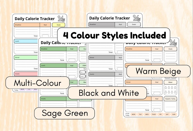 Daily Food Journal | Calorie Tracker, A4 A5 US Letter (printable PDF ...