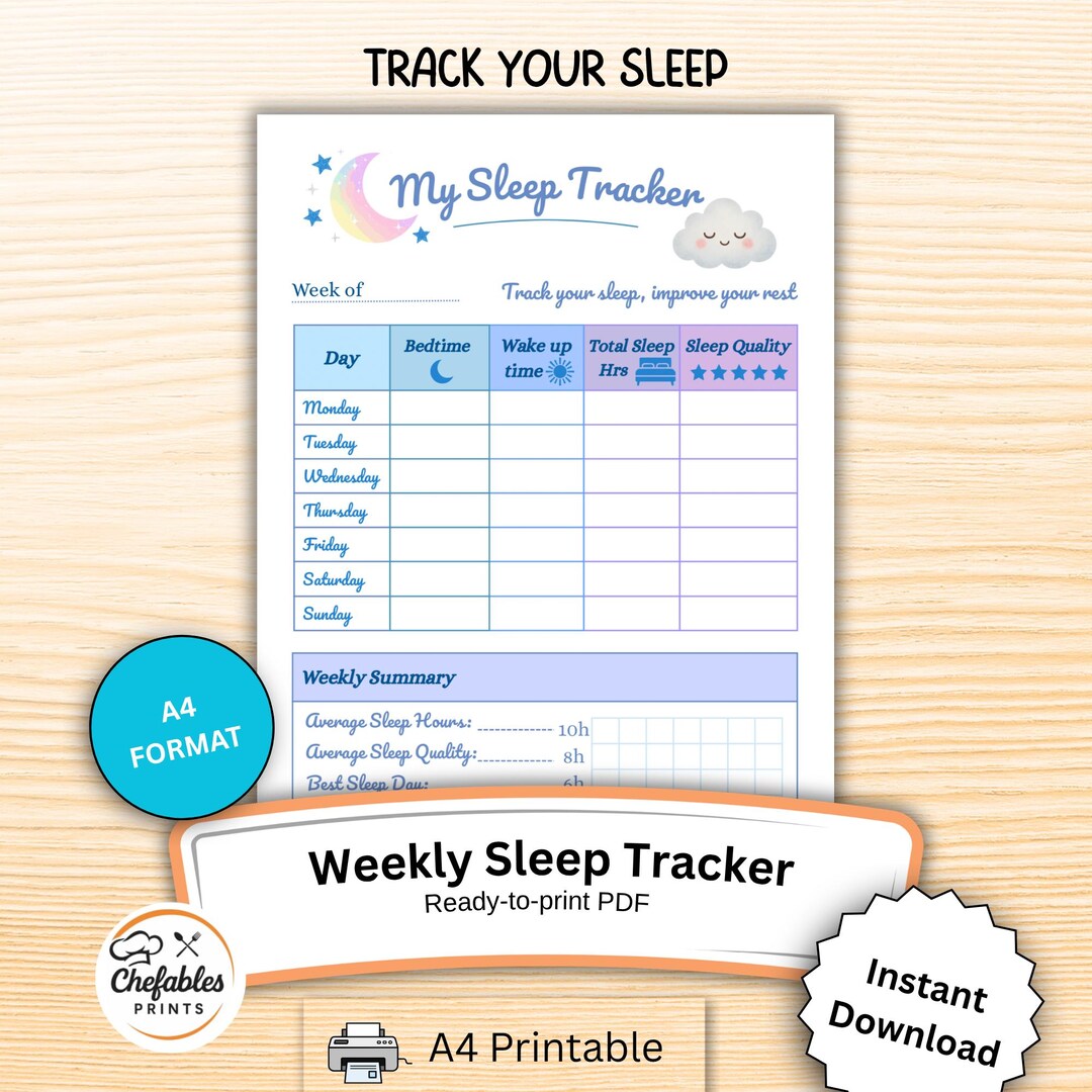 Weekly Sleep Tracker Printable | Habit & Wellness Planner | Night ...