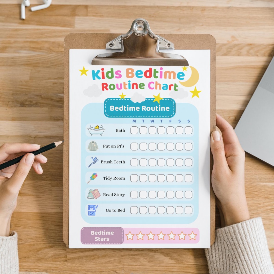 Personalised Bedtime Routine Chart Editable Bedtime Chart, PDF Printable Nighttime Checklist, A4 Rewards ...