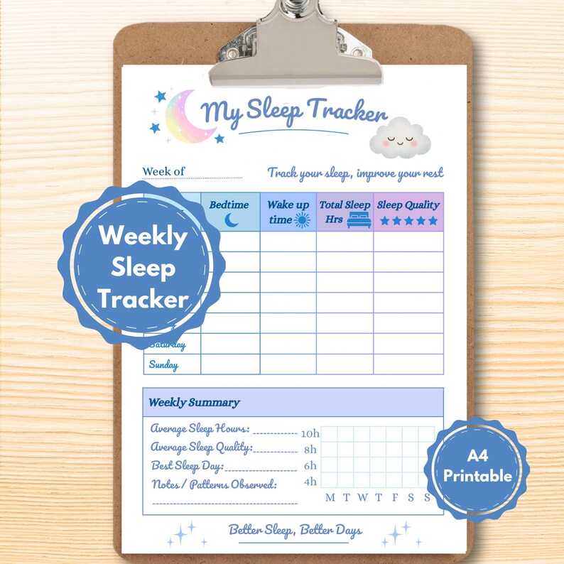 Weekly Sleep Tracker Printable | Habit & Wellness Planner | Night ...