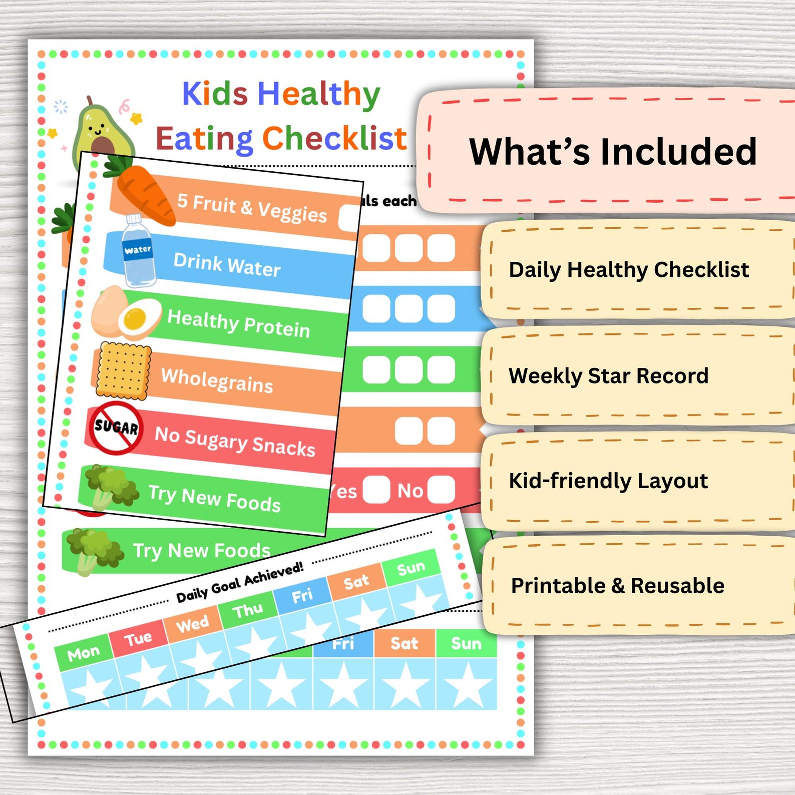 Printable PDF Healthy Eating Chart for Kids, A4 Healthy Habits Routine ...