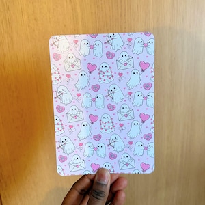Cute Ghost Kindle Insert, Valentine Kindle Decor, Paperwhite & Basic Insert, Pink Aesthetic E-Reader Insert