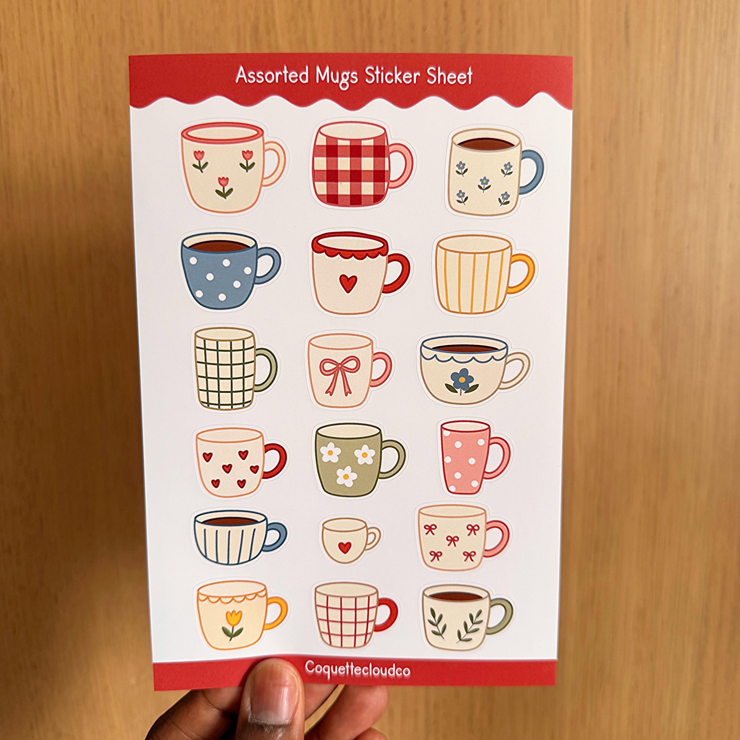 Mug Decor Sticker Cute Mug Sticker Sheet, Cozy Coffee Cup Stickers, Coquette Journal ...