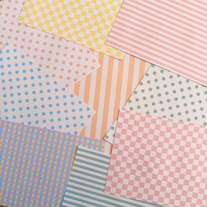 Pastel Scrapbook Paper Set A5, Cute Pattern Craft Paper, Polka Dot Stripe Gingham Paper Pack, Junk Journal & Planner Paper