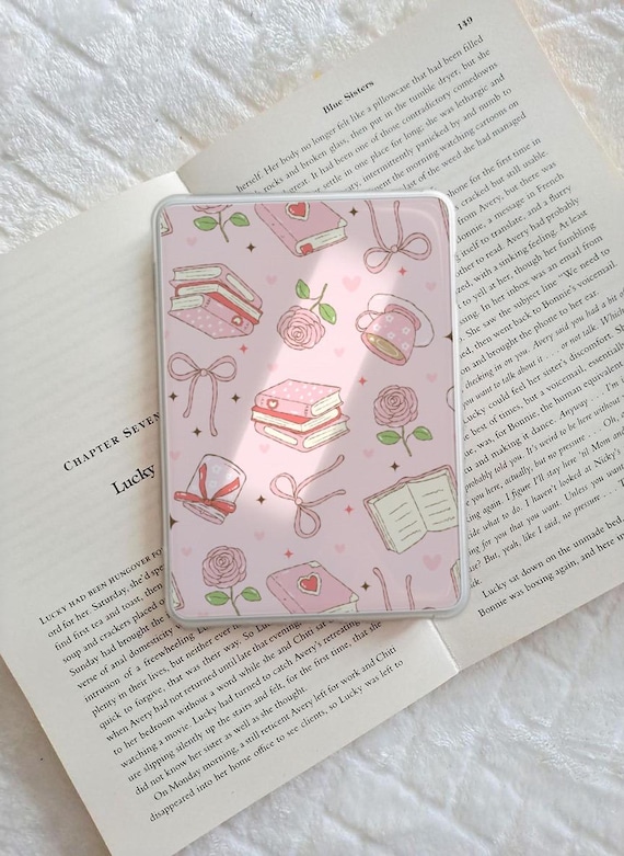 Pink Bookish Kindle Insert, Romantic Reading Aesthetic, Coquette Books & Roses Design, Kindle Insert All Device Sizes