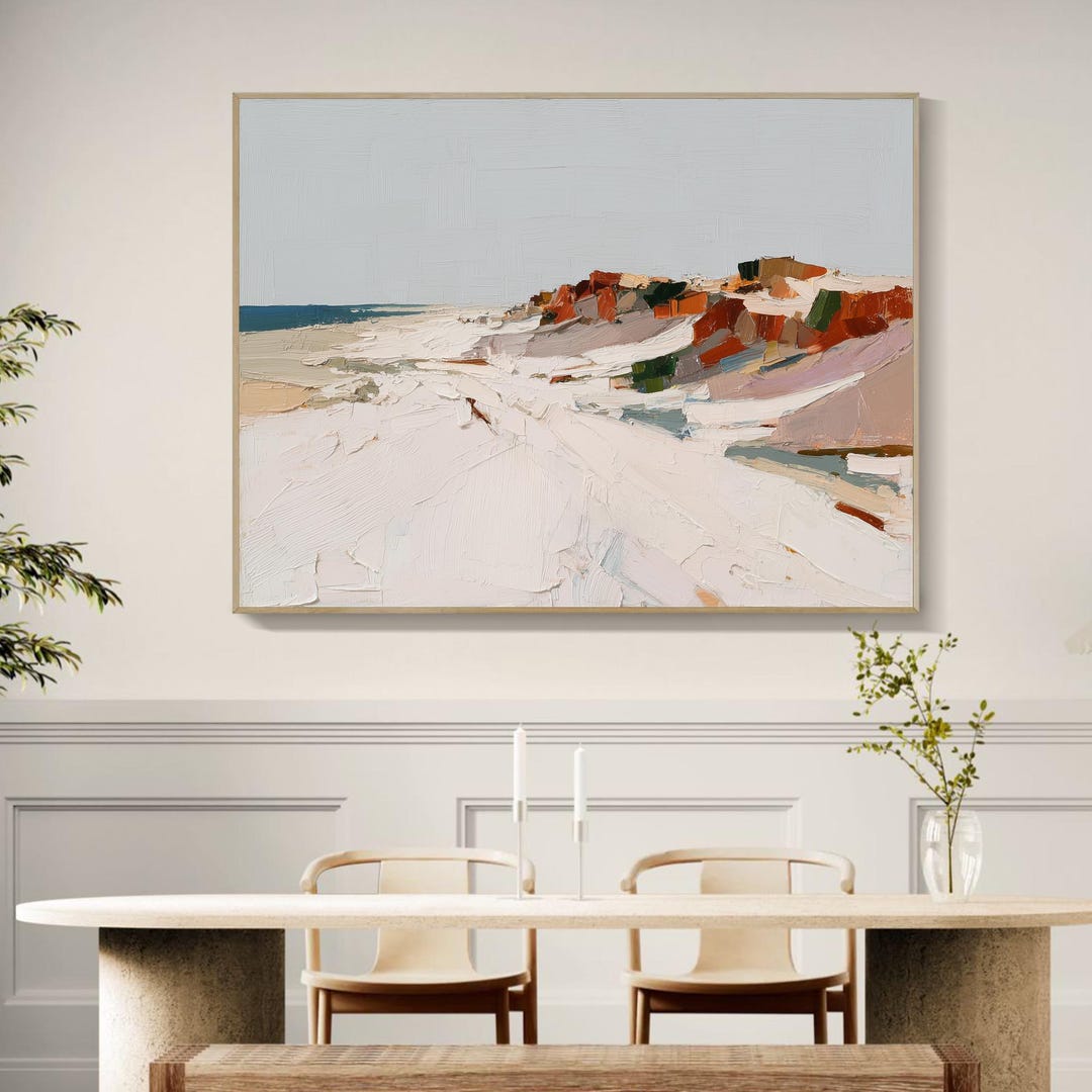Original Coastal Landscape Oil Painting, Hand Painted Abstract Cliff ...