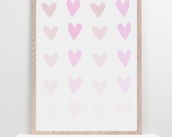 Pink Heart Wall Art | Scandinavian Nursery Decor (Digital Download)